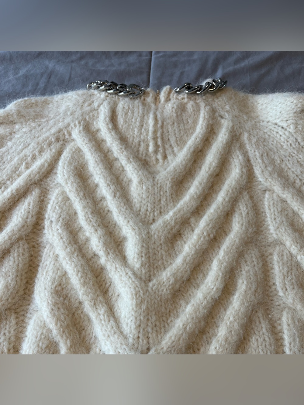 Zara Limited Edition Wool and Alpaca Knit Cropped Sweater with Chain Detail - Picture 12 of 13